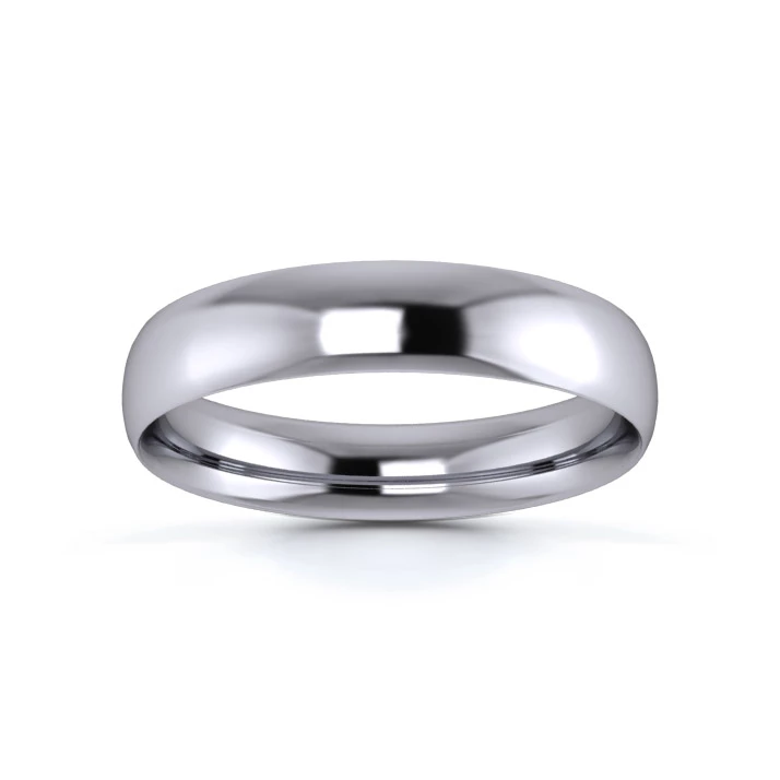 18K White Gold 4mm Light Weight Traditional Court Wedding Ring
