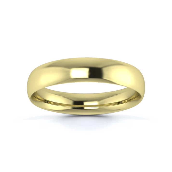 18K Yellow Gold 4mm Light Weight Traditional Court Wedding Ring