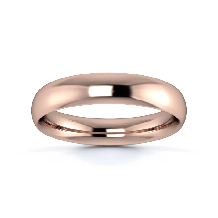 18K Rose Gold 4mm Medium Weight Traditional Court Wedding Ring