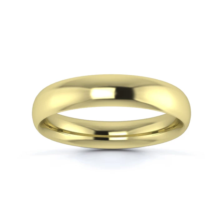18K Yellow Gold 4mm Medium Weight Traditional Court Wedding Ring