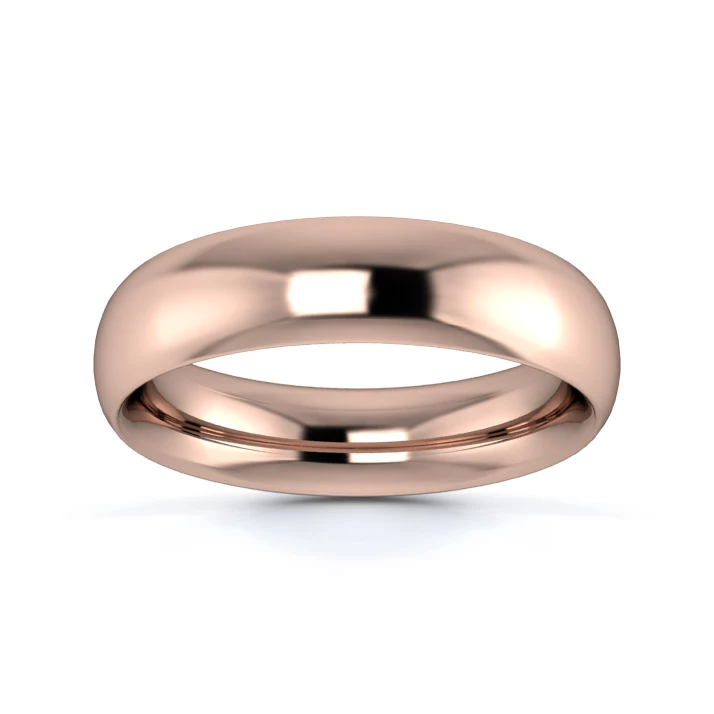 18K Rose Gold 5mm Heavy Weight Traditional Court Wedding Ring