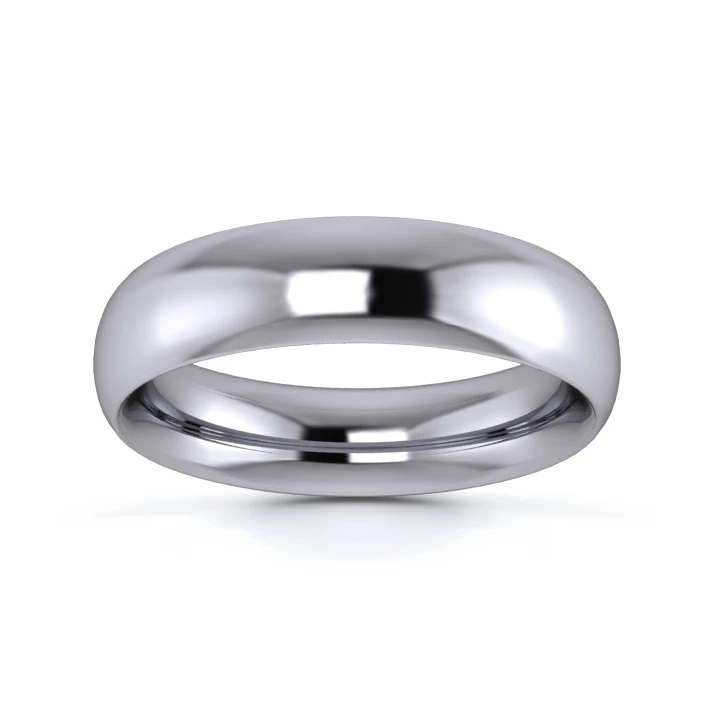9K White Gold 5mm Heavy Weight Traditional Court Wedding Ring