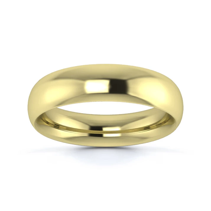 9K Yellow Gold 5mm Heavy Weight Traditional Court Wedding Ring