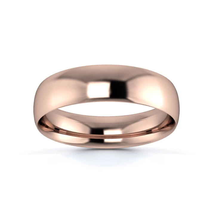 18K Rose Gold 5mm Light Weight Traditional Court Wedding Ring