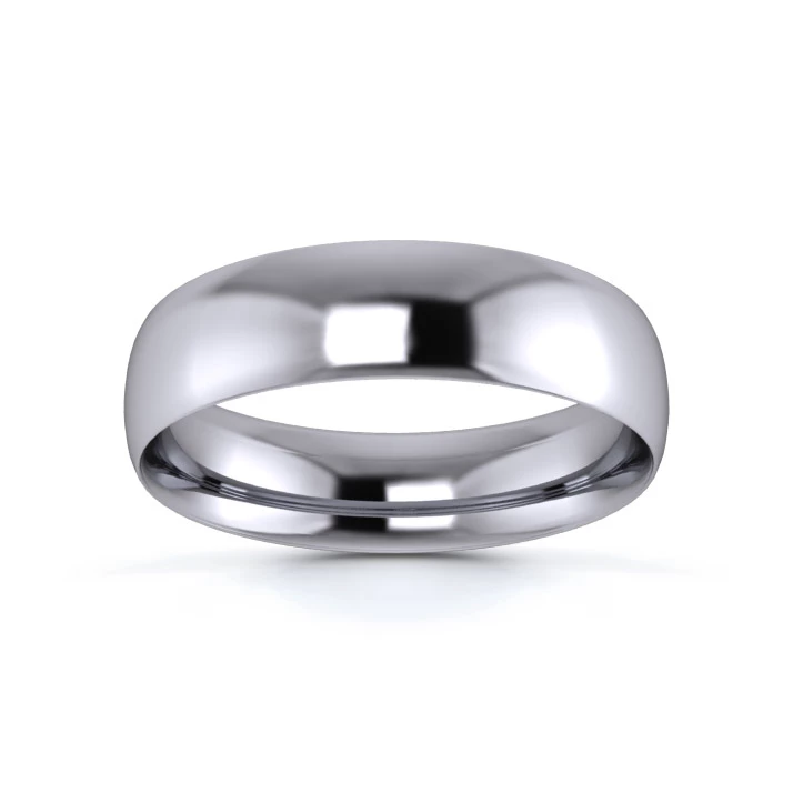 9K White Gold 5mm Light Weight Traditional Court Wedding Ring