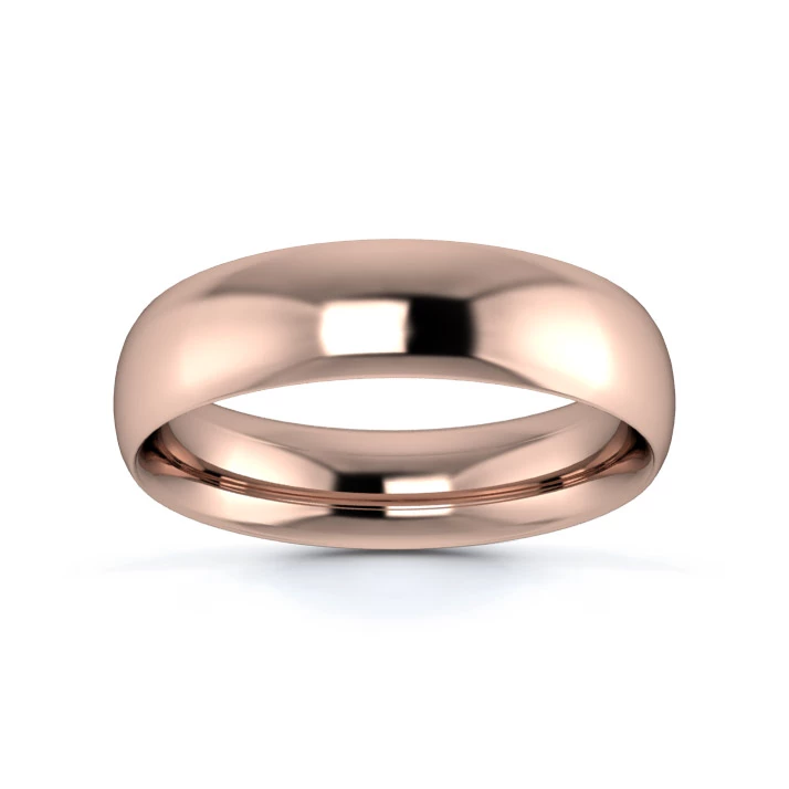 18K Rose Gold 5mm Medium Weight Traditional Court Wedding Ring