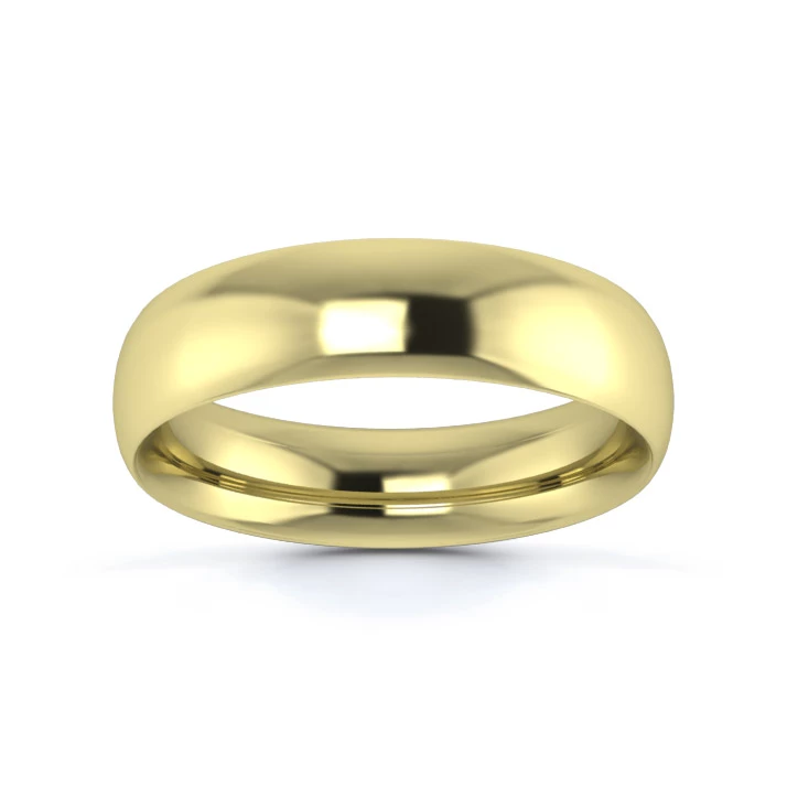 9K Yellow Gold 5mm Medium Weight Traditional Court Wedding Ring