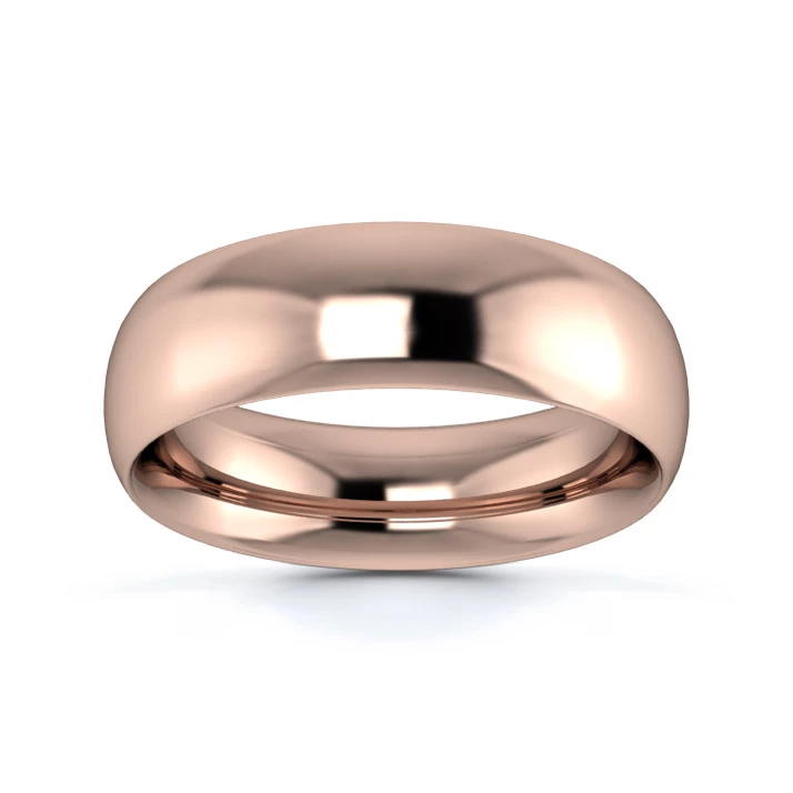 18K Rose Gold 6mm Heavy Weight Traditional Court Wedding Ring