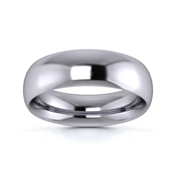 9K White Gold 6mm Heavy Weight Traditional Court Wedding Ring