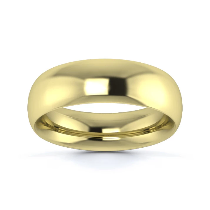 18K Yellow Gold 6mm Heavy Weight Traditional Court Wedding Ring