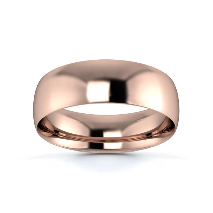 9K Rose Gold 6mm Light Weight Traditional Court Wedding Ring