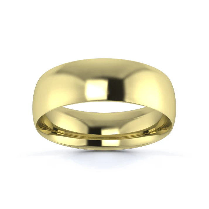 9K Yellow Gold 6mm Light Weight Traditional Court Wedding Ring