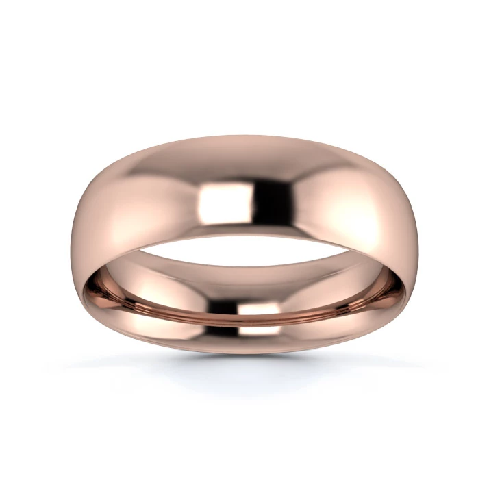 9K Rose Gold 6mm Medium Weight Traditional Court Wedding Ring