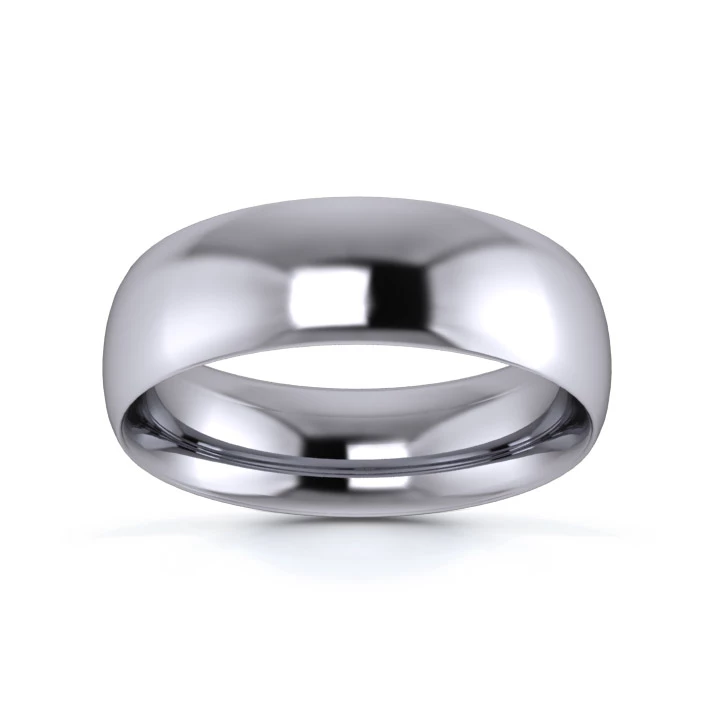 9K White Gold 6mm Medium Weight Traditional Court Wedding Ring