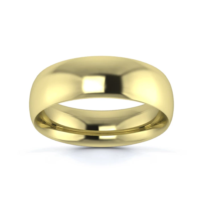 18K Yellow Gold 6mm Medium Weight Traditional Court Wedding Ring