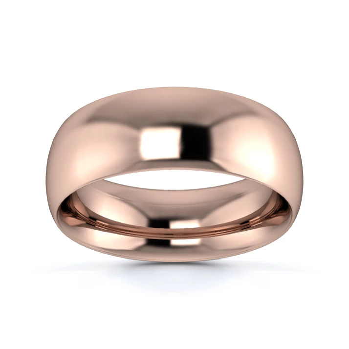 18K Rose Gold 7mm Heavy Weight Traditional Court Wedding Ring