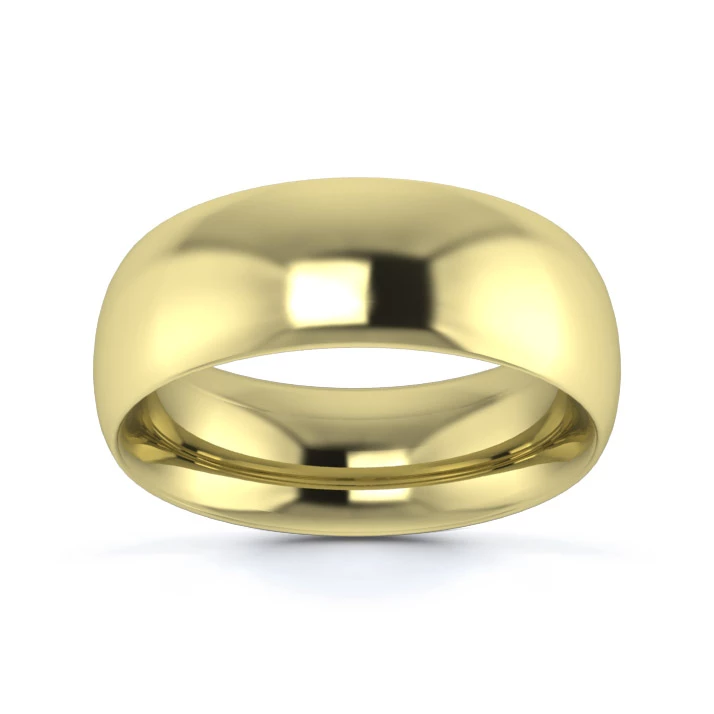 9K Yellow Gold 7mm Heavy Weight Traditional Court Wedding Ring