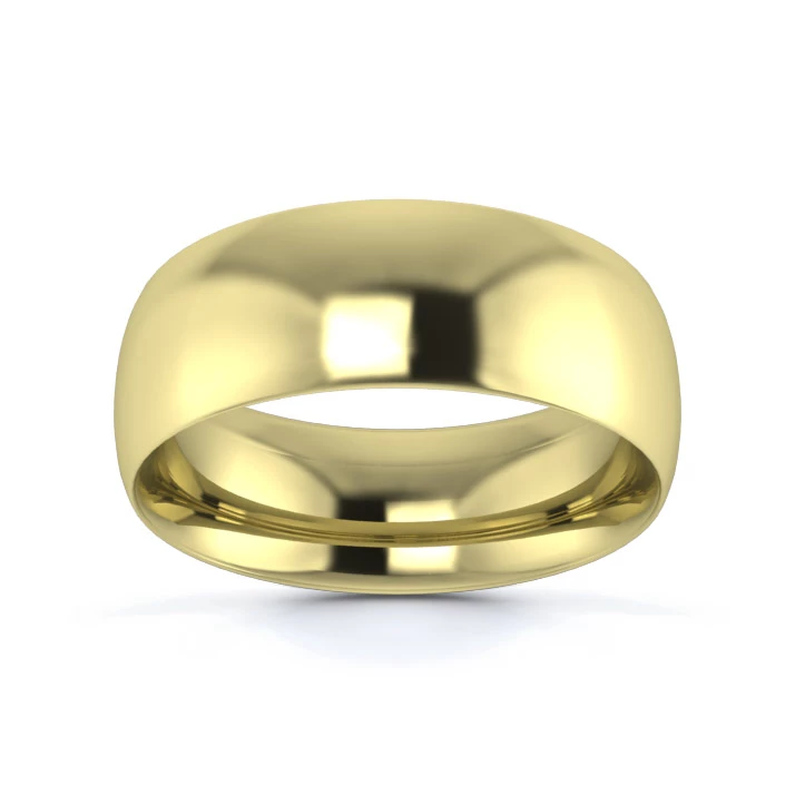 18K Yellow Gold 7mm Medium Weight Traditional Court Wedding Ring