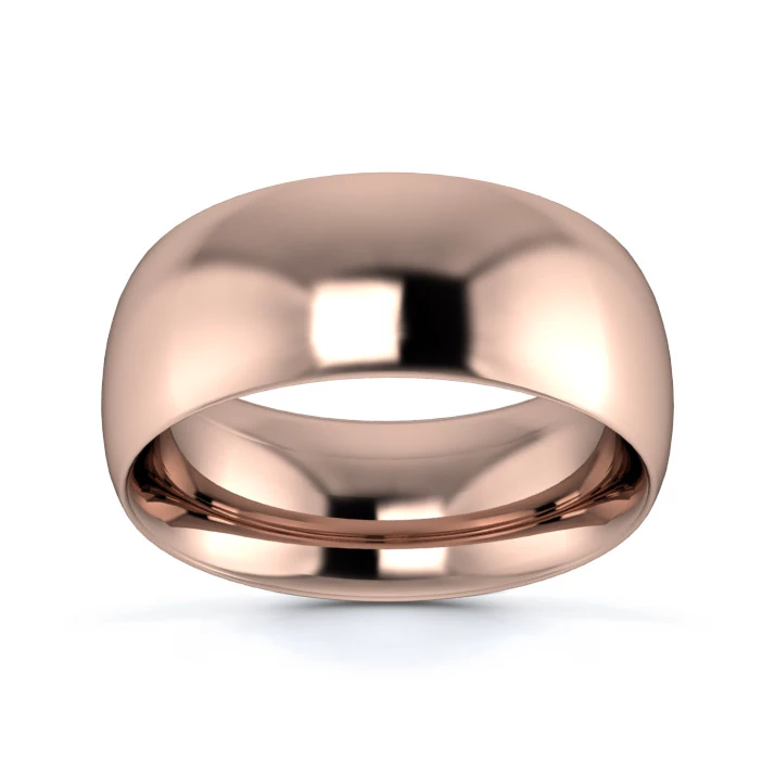9K Rose Gold 8mm Heavy Weight Traditional Court Wedding Ring