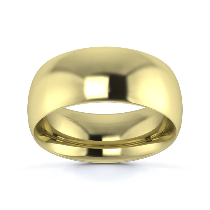 9K Yellow Gold 8mm Heavy Weight Traditional Court Wedding Ring
