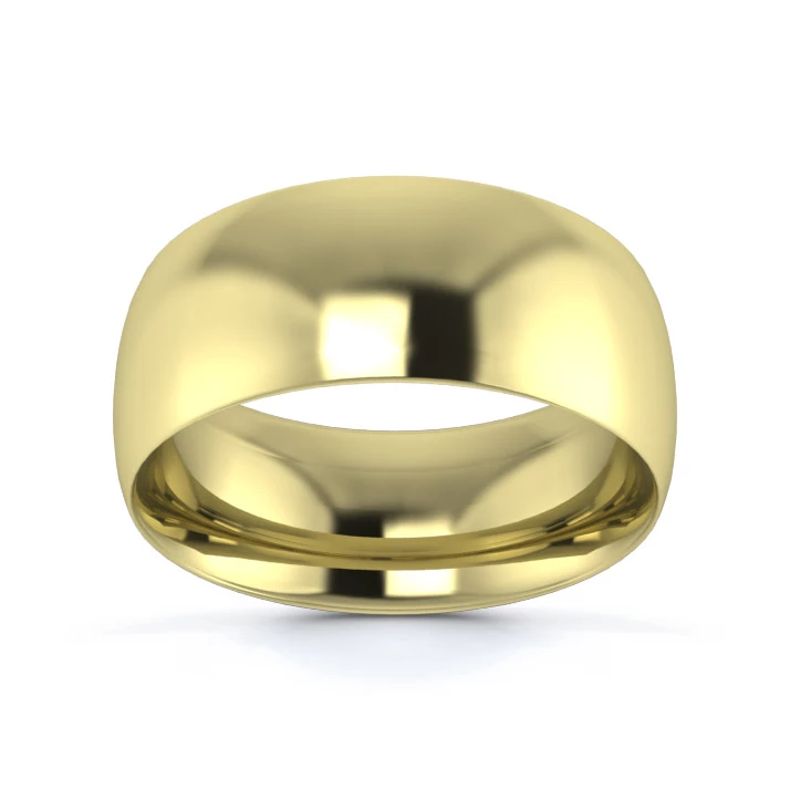 18K Yellow Gold 8mm Medium Weight Traditional Court Wedding Ring