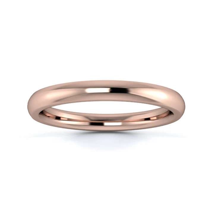 9K Rose Gold 2.5mm Heavy Weight Traditional Court Flat Edge Wedding Ring