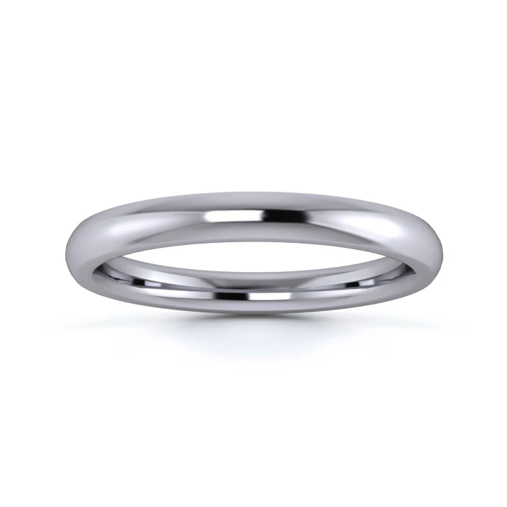 9K White Gold 2.5mm Heavy Weight Traditional Court Flat Edge Wedding Ring