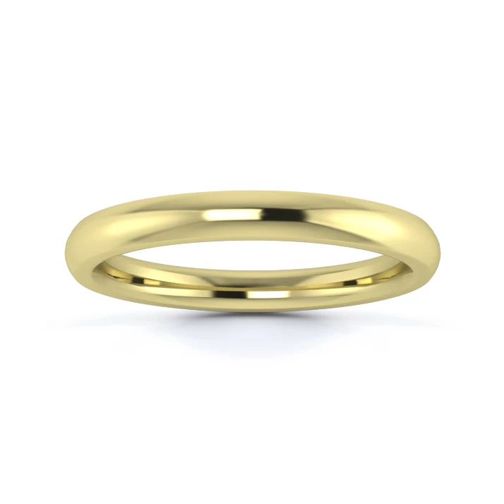 9K Yellow Gold 2.5mm Heavy Weight Traditional Court Flat Edge Wedding Ring