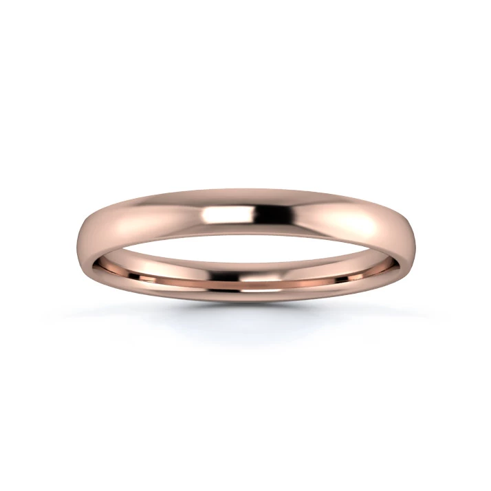 9K Rose Gold 2.5mm Light Weight Traditional Court Flat Edge Wedding Ring