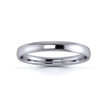 Platinum 950 2.5mm Light Weight Traditional Court Flat Edge Wedding Ring