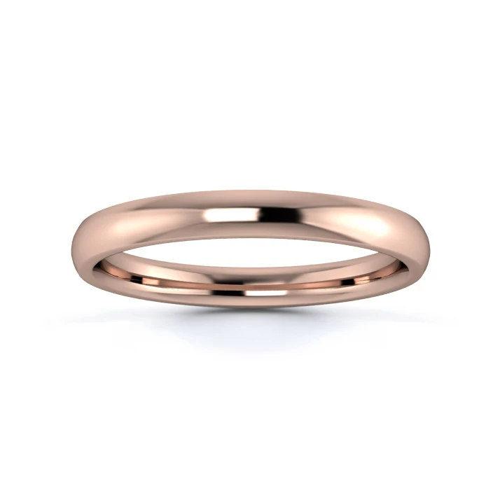 18K Rose Gold 2.5mm Medium Weight Traditional Court Flat Edge Wedding Ring