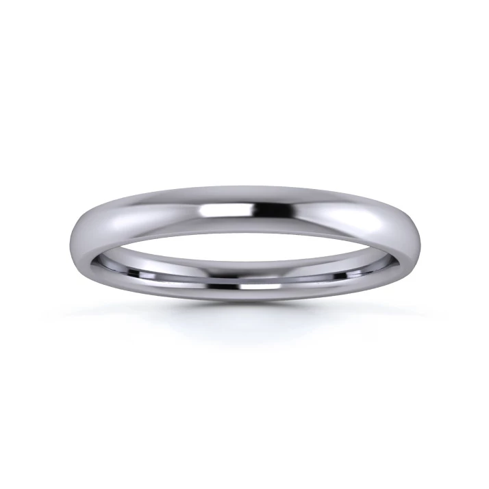 9K White Gold 2.5mm Medium Weight Traditional Court Flat Edge Wedding Ring