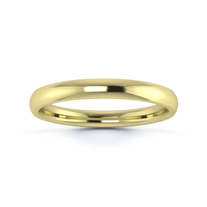 18K Yellow Gold 2.5mm Medium Weight Traditional Court Flat Edge Wedding Ring