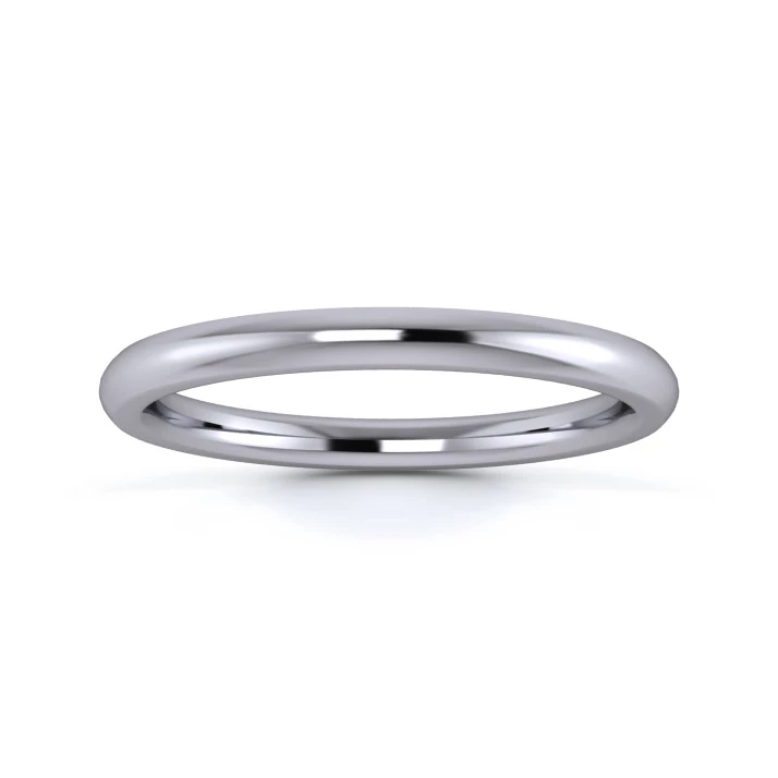 9K White Gold 2mm Heavy Weight Traditional Court Flat Edge Wedding Ring