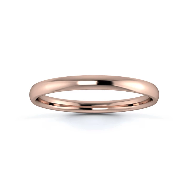 9K Rose Gold 2mm Light Weight Traditional Court Flat Edge Wedding Ring