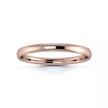18K Rose Gold 2mm Light Weight Traditional Court Flat Edge Wedding Ring