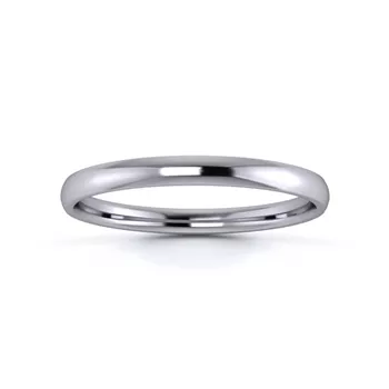 18K White Gold 2mm Light Weight Traditional Court Flat Edge Wedding Ring