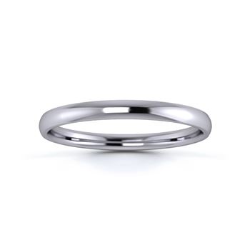 18K White Gold 2mm Light Weight Traditional Court Flat Edge Wedding Ring