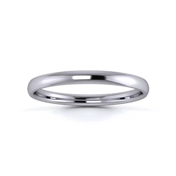 Platinum 950 2mm Light Weight Traditional Court Flat Edge Wedding Ring