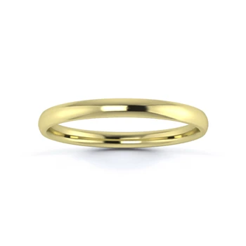 9K Yellow Gold 2mm Light Weight Traditional Court Flat Edge Wedding Ring
