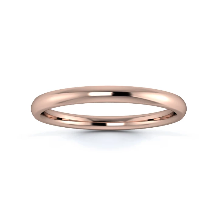 18K Rose Gold 2mm Medium Weight Traditional Court Flat Edge Wedding Ring