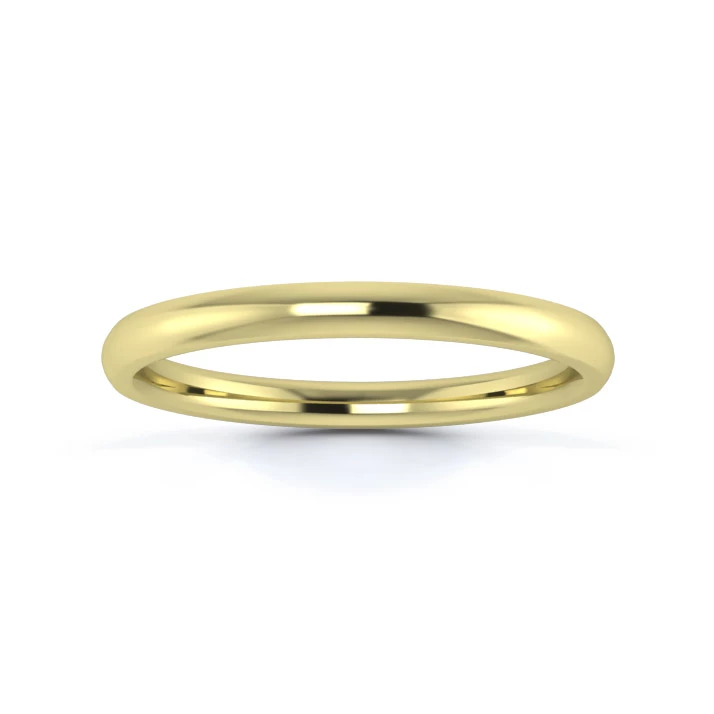 18K Yellow Gold 2mm Medium Weight Traditional Court Flat Edge Wedding Ring