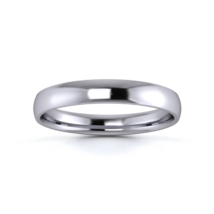 9K White Gold 3mm Light Weight Traditional Court Flat Edge Wedding Ring