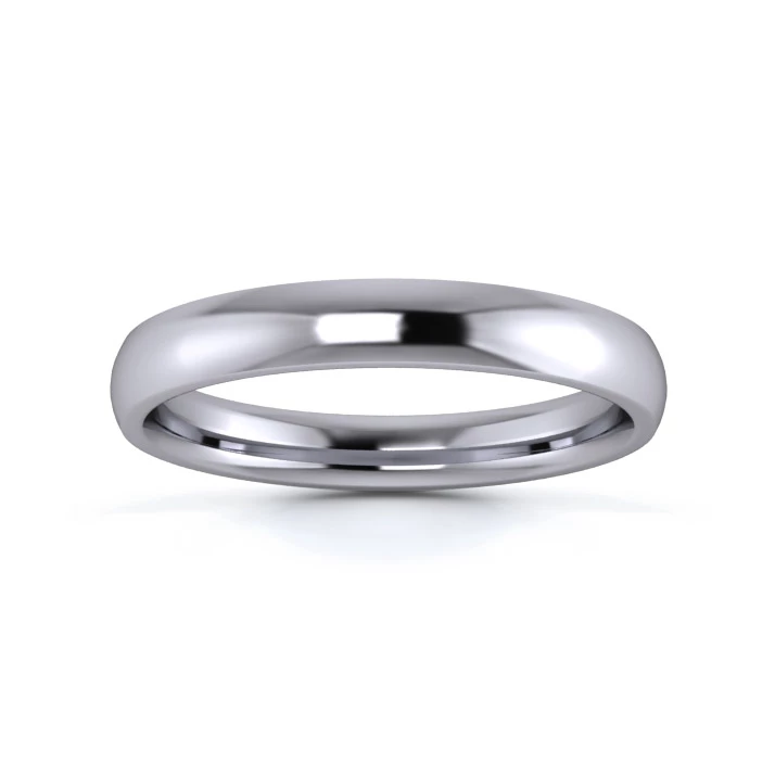 Platinum 950 3mm Medium Weight Traditional Court Flat Edge Wedding Ring