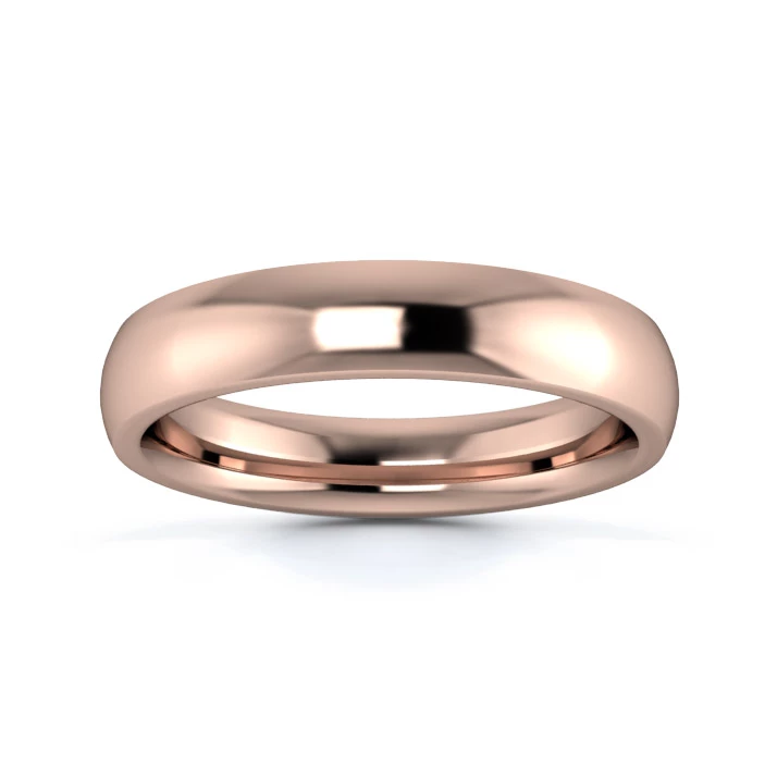 9K Rose Gold 4mm Heavy Weight Traditional Court Flat Edge Wedding Ring