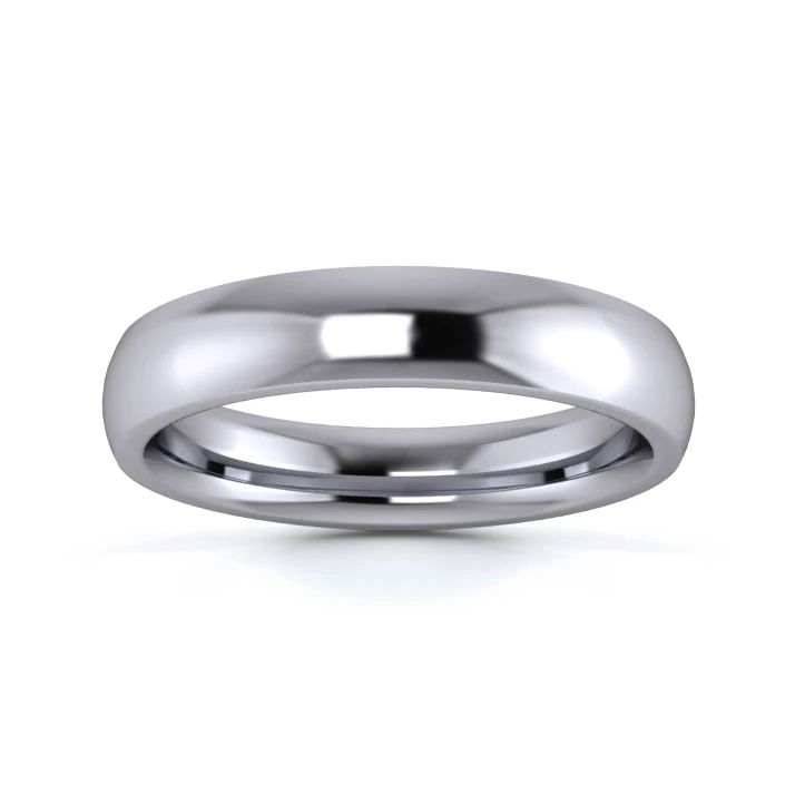 9K White Gold 4mm Heavy Weight Traditional Court Flat Edge Wedding Ring