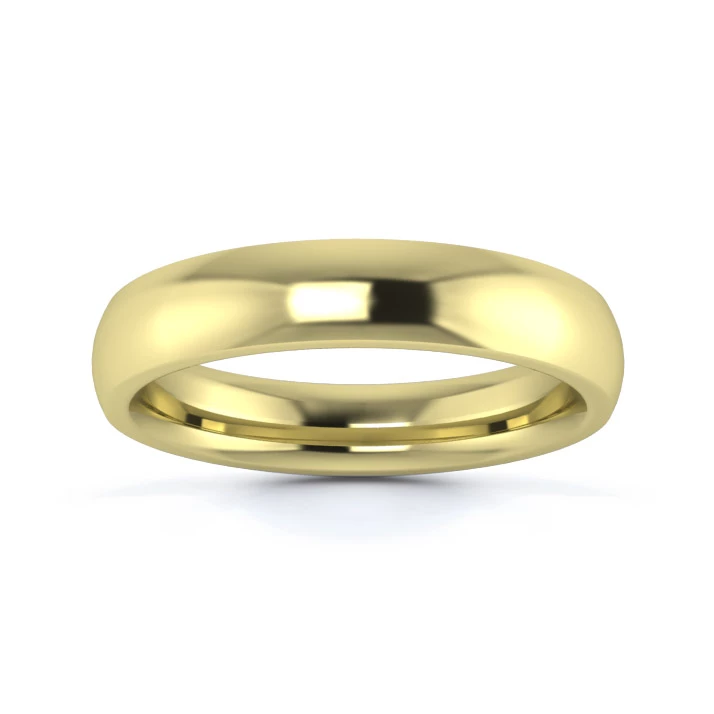 18K Yellow Gold 4mm Heavy Weight Traditional Court Flat Edge Wedding Ring