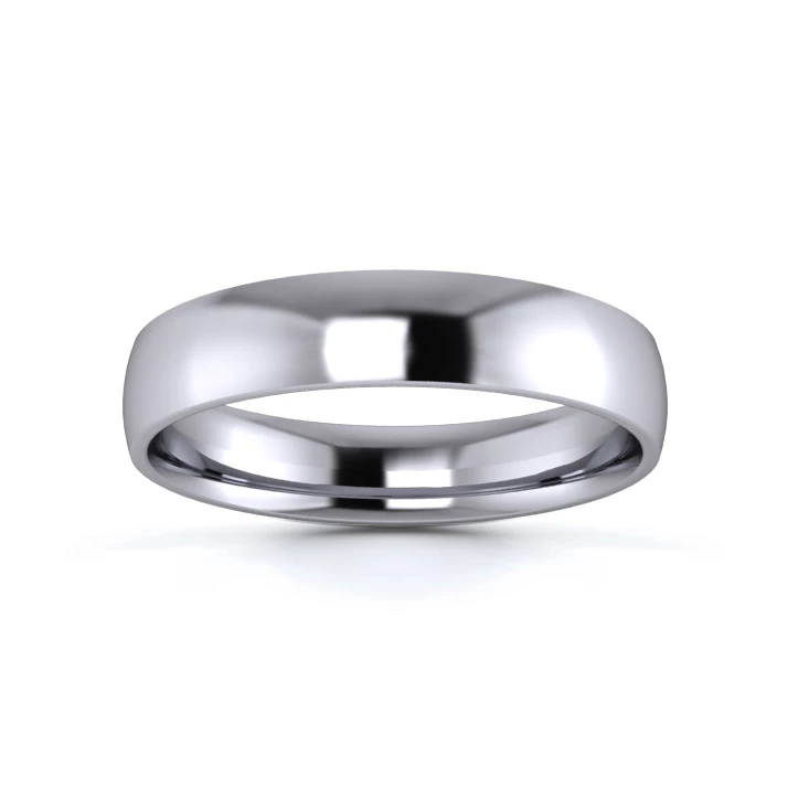 18K White Gold 4mm Light Weight Traditional Court Flat Edge Wedding Ring