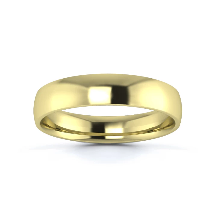 18K Yellow Gold 4mm Light Weight Traditional Court Flat Edge Wedding Ring
