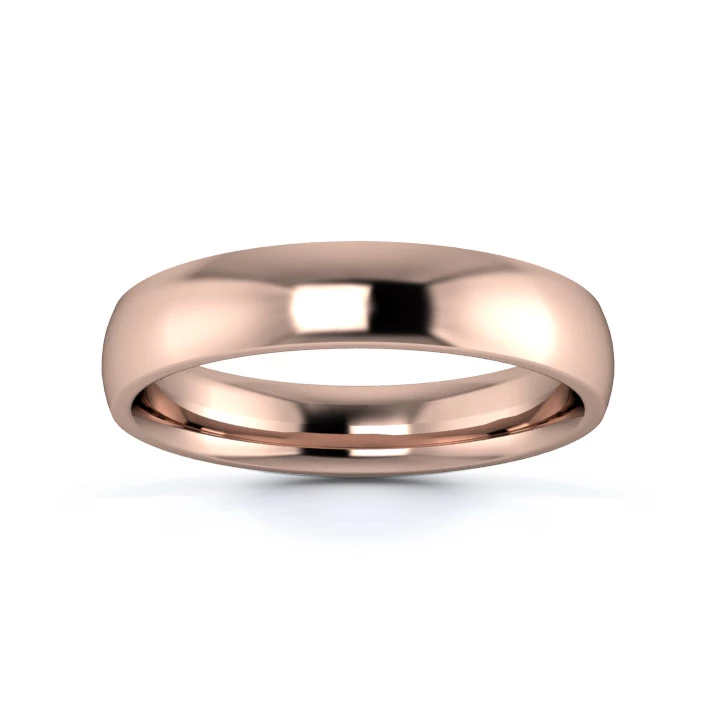 18K Rose Gold 4mm Medium Weight Traditional Court Flat Edge Wedding Ring
